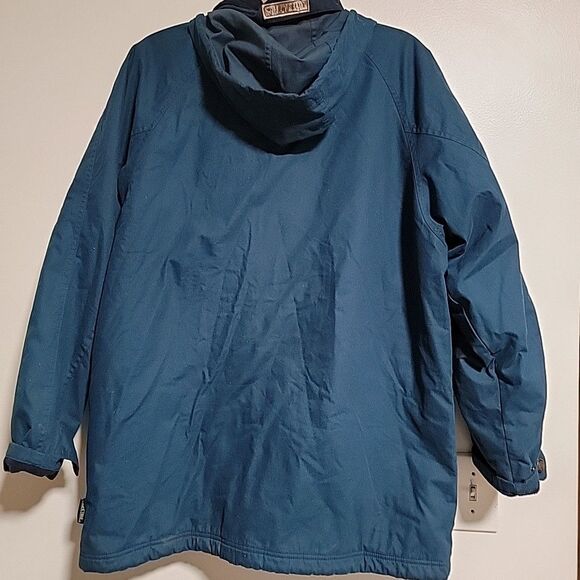 Vintage Pacific Trail Mens Sz L Navy Fleece Lined Hidden Hood Jacket Coat - Picture 3 of 7